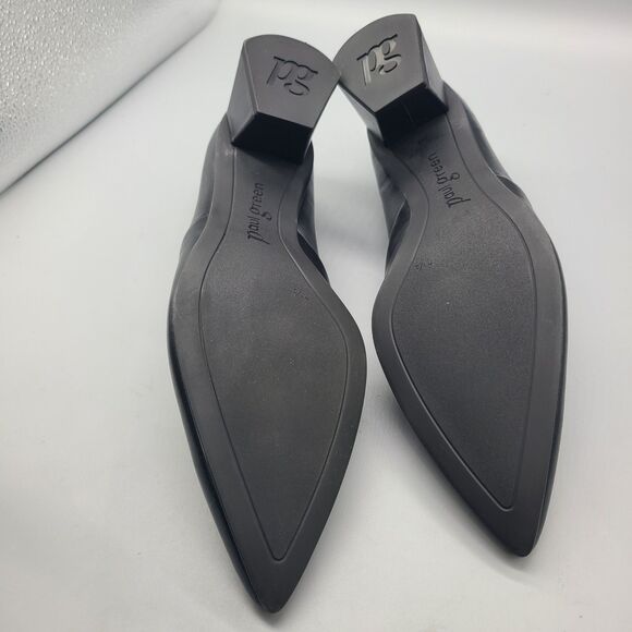 Paul Green Witt Black Leather Pointed Toe Pump Size US 10 Mid Block Heels New - Picture 10 of 12